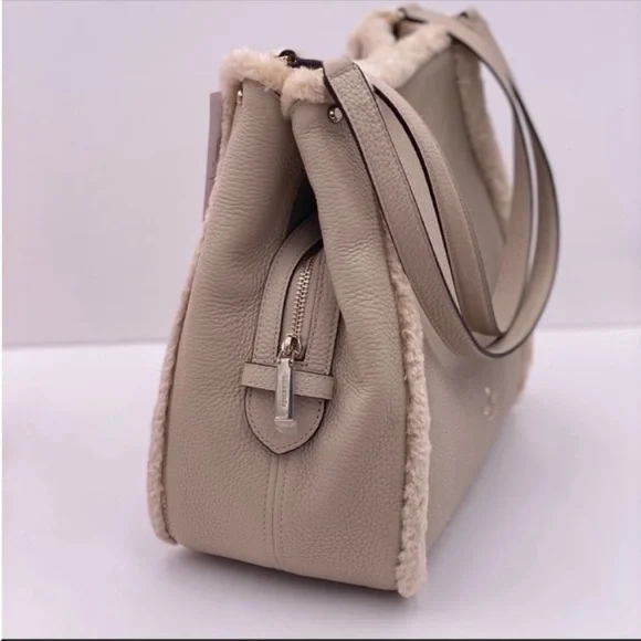 🔥 Kate Spade Leila Medium Triple Compartment Shoulder Bag Faux Shearling New